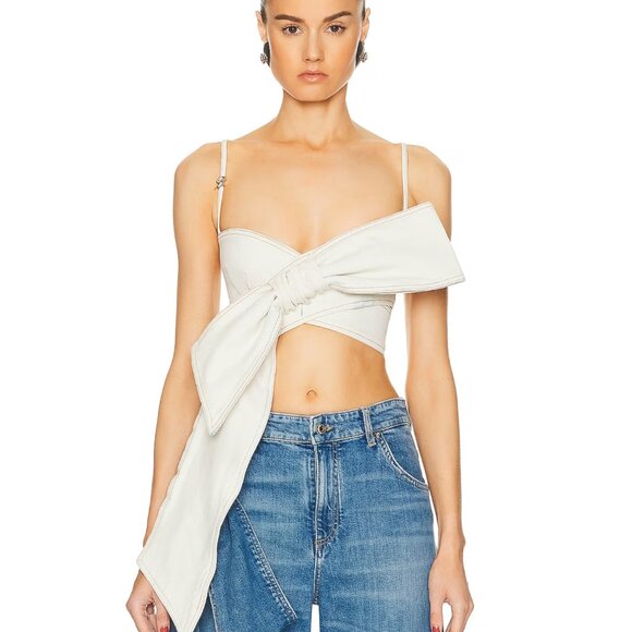 NWT Blumarine Denim Tie Top in Ghiaccio size 40 / US 4 - Picture 1 of 12